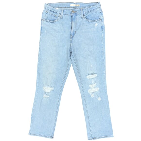 Women's LEVI'S 724‎ High Rise Straight Crop in Light Distressed Blue | Size 30 - Picture 4 of 8